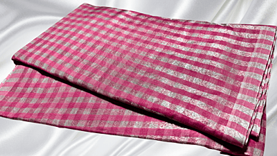 Payal Cotton Mixed Silver Check Saree - Pink