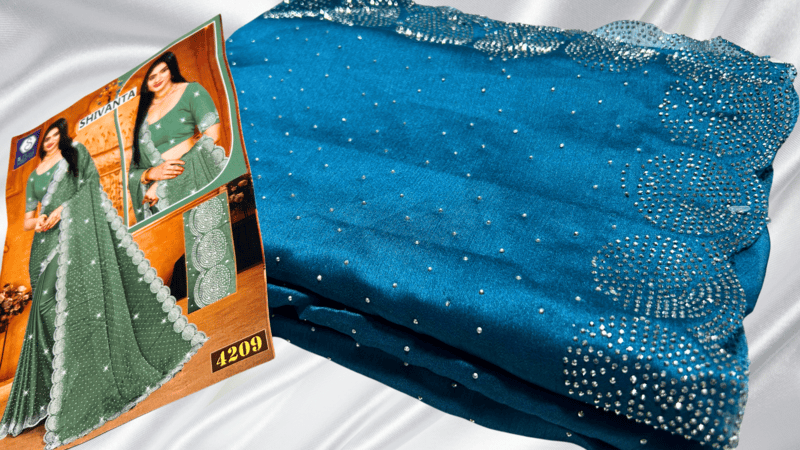 Shivanta Marble Stone Saree - Aqua Blue