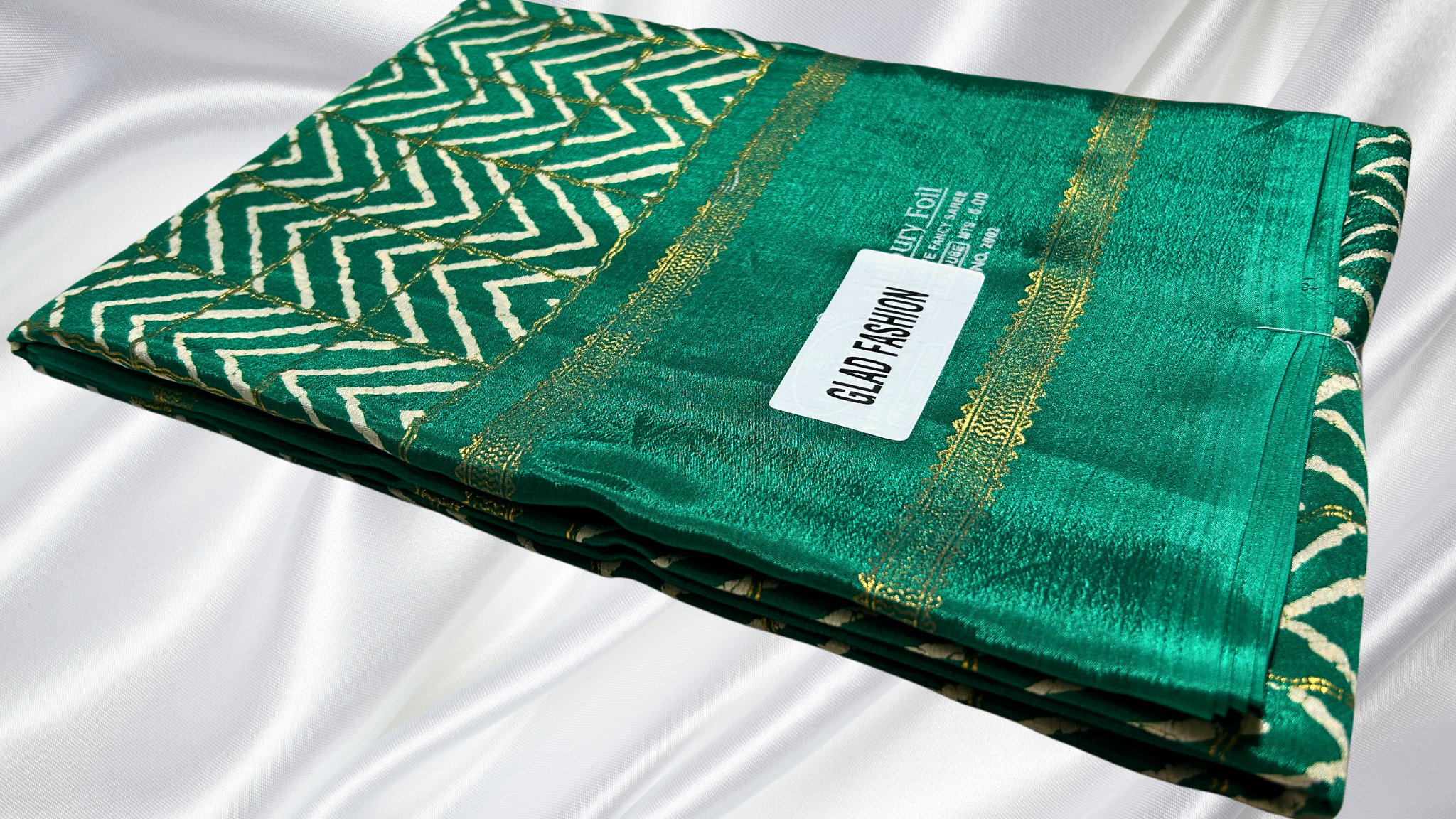 Mulberry Soft Goil Foil Saree - Green