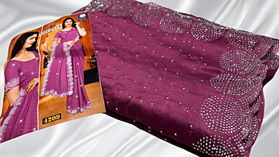 Shivanta Marble Stone Saree - Onion Plum