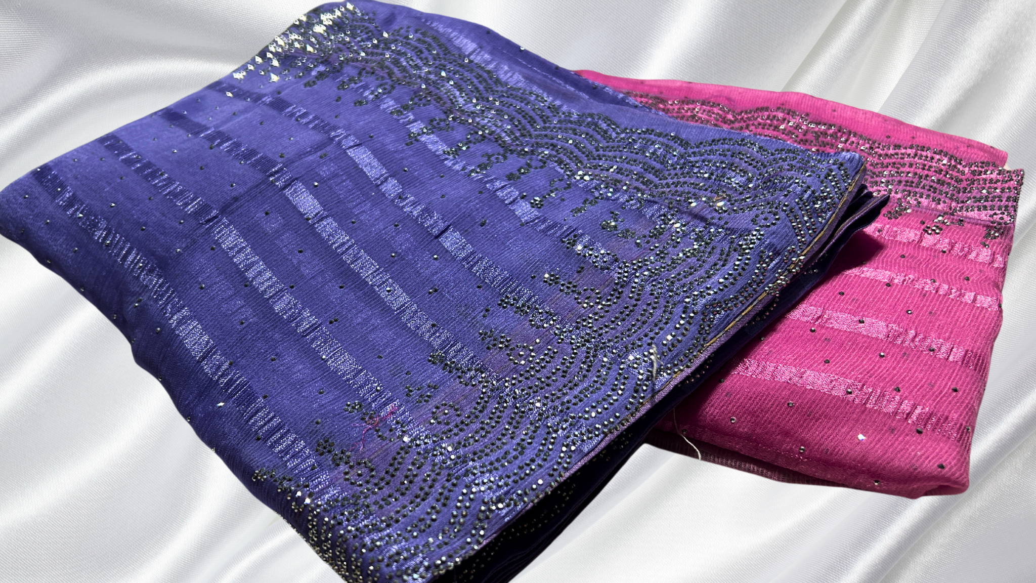 Grand Stone Lekha Popcorn Saree - Lavendar & Pink