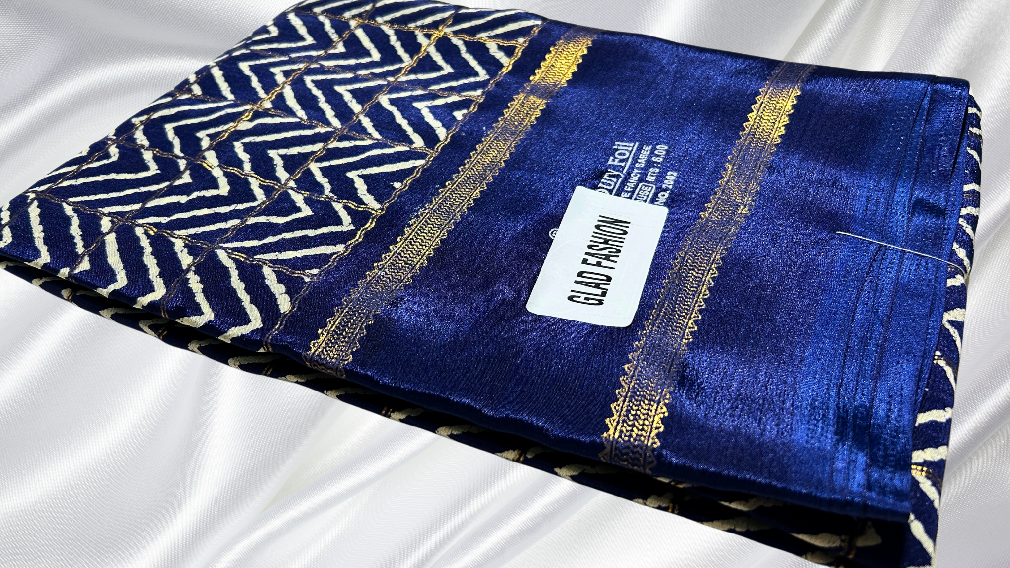 Mulberry Soft Goil Foil Saree - Dark Blue