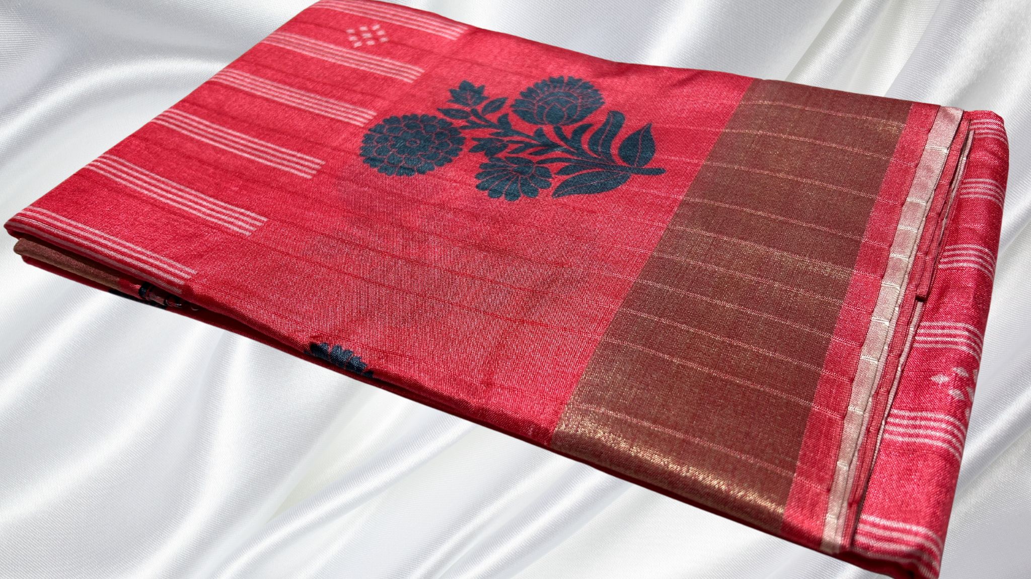 Paniyaram Silk Flower Saree - Saffron Pink