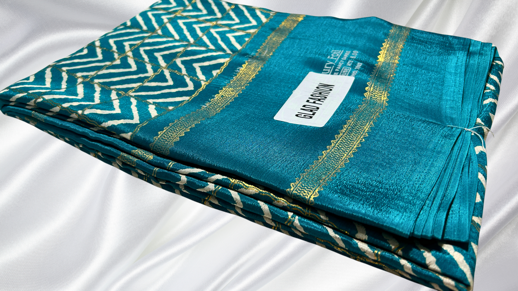 Mulberry Soft Goil Foil Saree - Aqua Blue