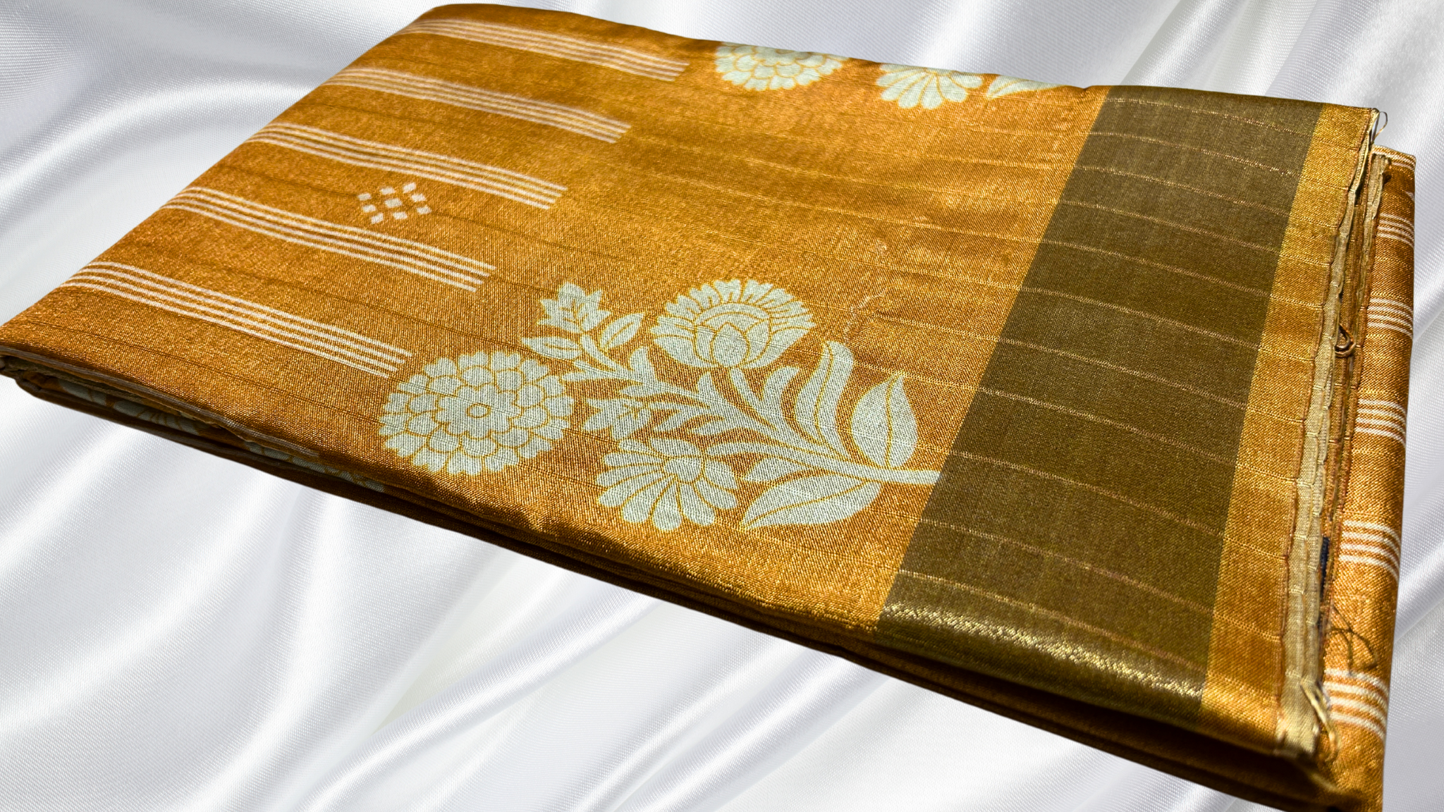 Paniyaram Silk Flower Saree - Mustard