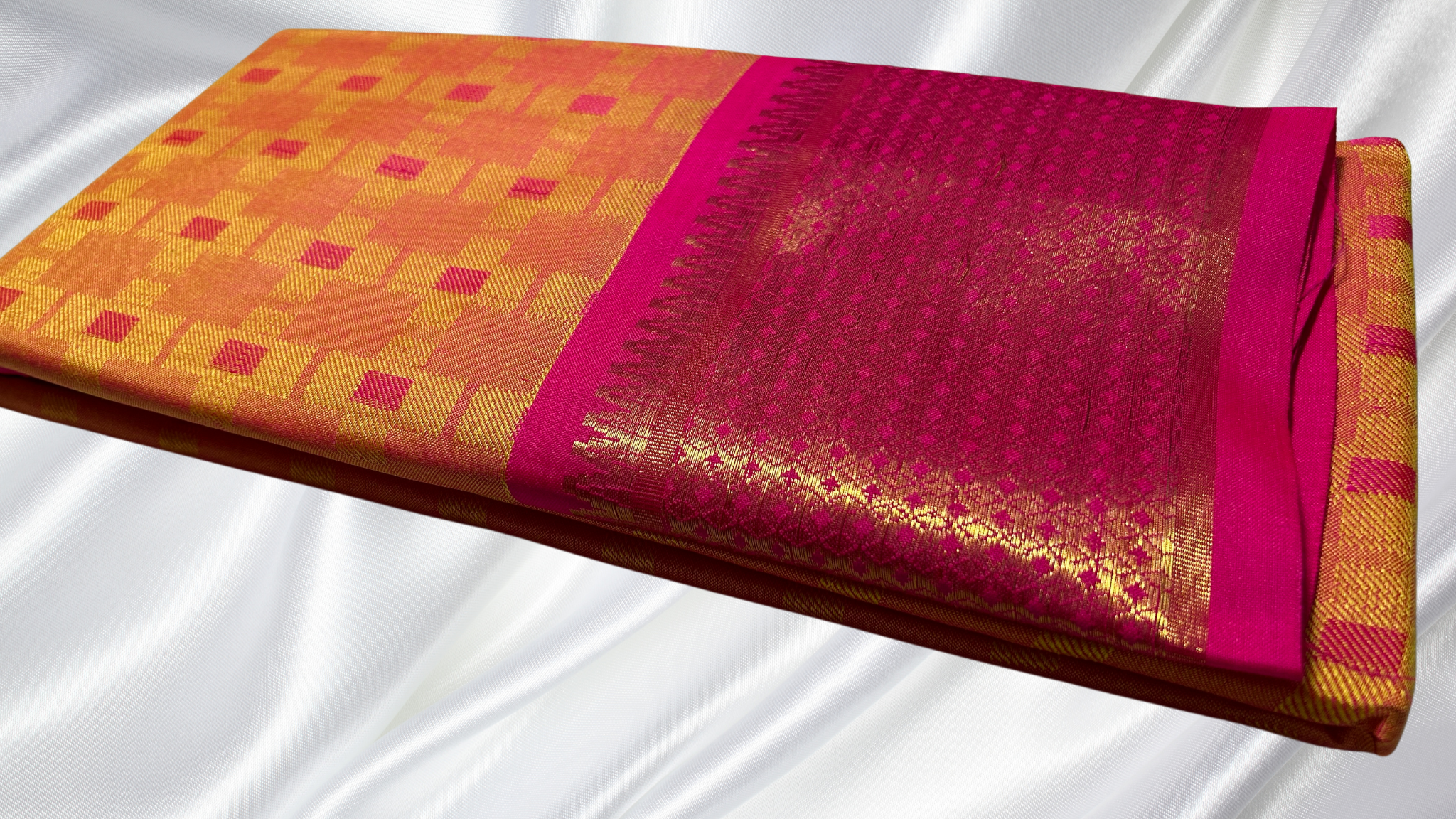 Tam Fancy Soft Silk Saree - Orange Yellow