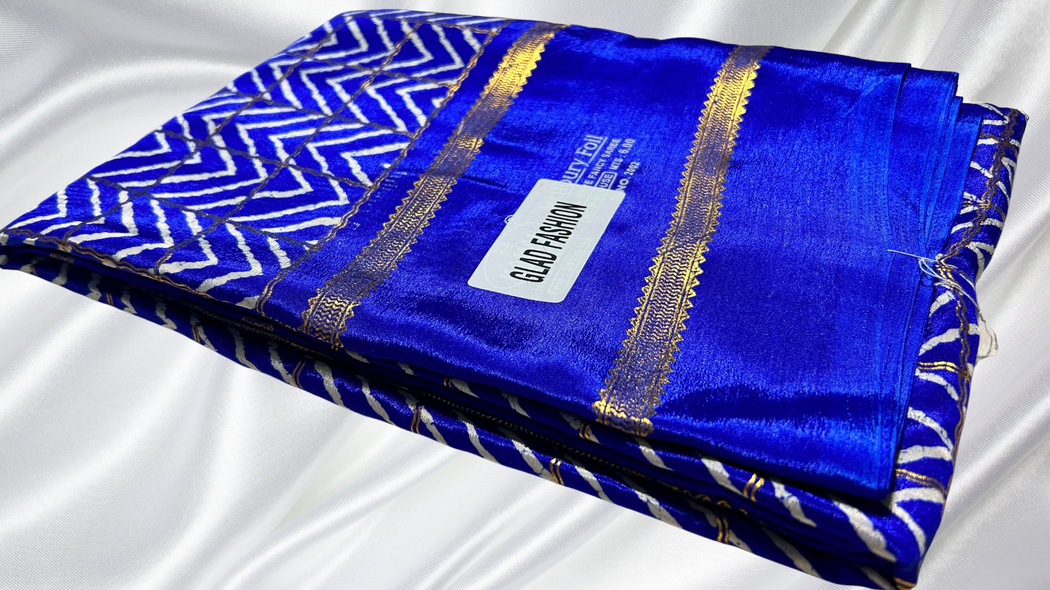 Mulberry Soft Goil Foil Saree - Royal Blue