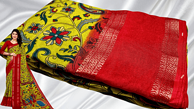 Copy of Binny Digital Crepe Silk Saree - Yellow & Red