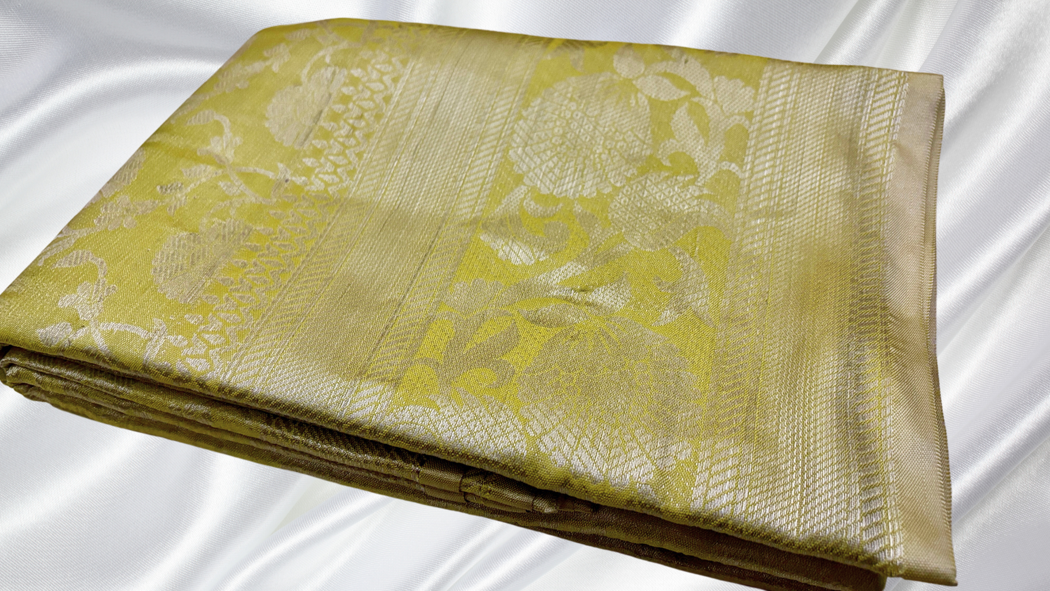 Silver Jari Tissue Saree - Light Yellow