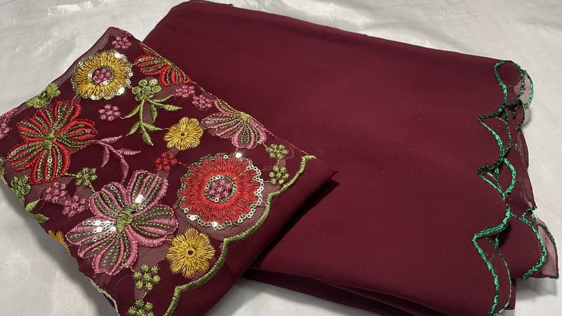 Sakhi Embroidery Designer Saree - Maroon
