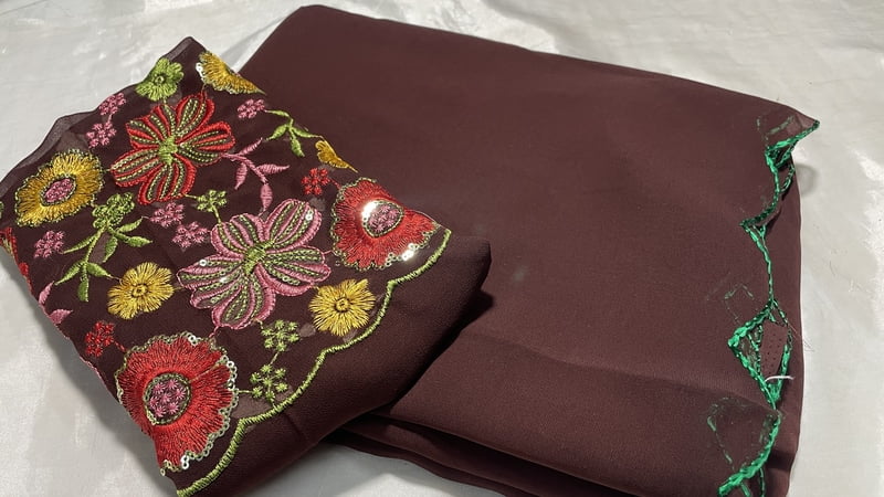 Sakhi Embroidery Designer Saree - Brown
