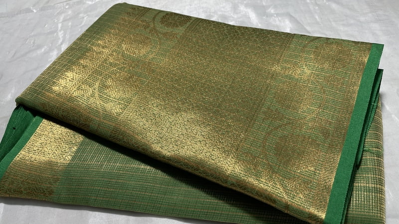 Golden Tissue Saree - Green