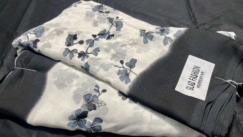 Moss White Base Floral Saree - Black