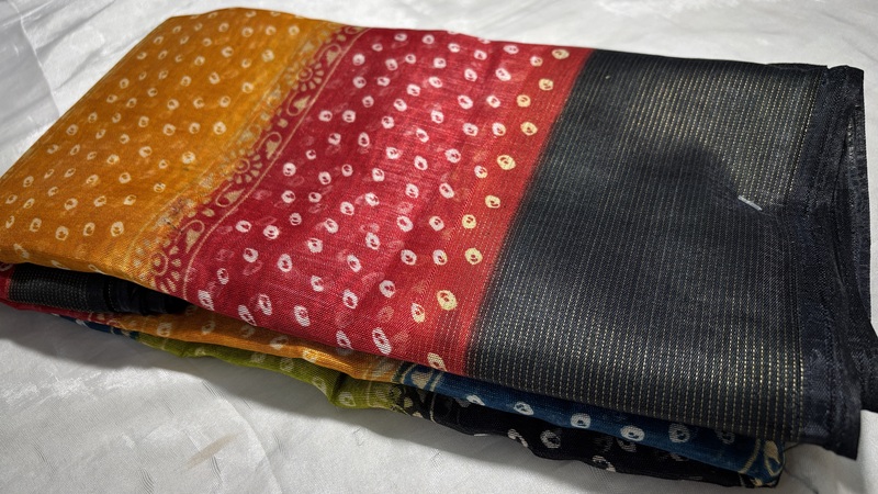 Vaani Rainbow Cotton Saree - Black