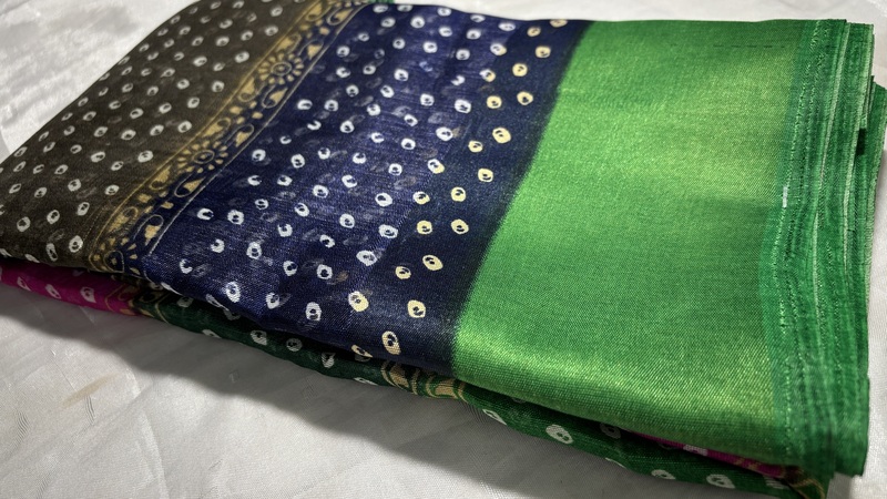 Vaani Rainbow Cotton Saree - Parrot Green
