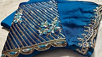 Roopvati Marble Designer Saree - Sea Blue