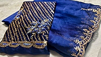Roopvati Marble Designer Saree - Ink Blue