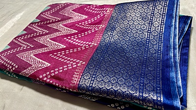 Dola Rainbow Jari Saree - Navy Blue