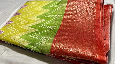 Dola Rainbow Jari Saree - Red