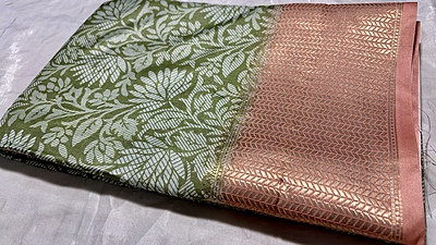 Ambani Fancy Gold Saree - Peach