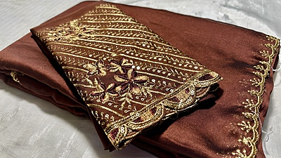 Roopvati Marble Designer Saree - Brown