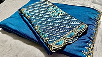 Roopvati Marble Designer Saree - Sea Blue