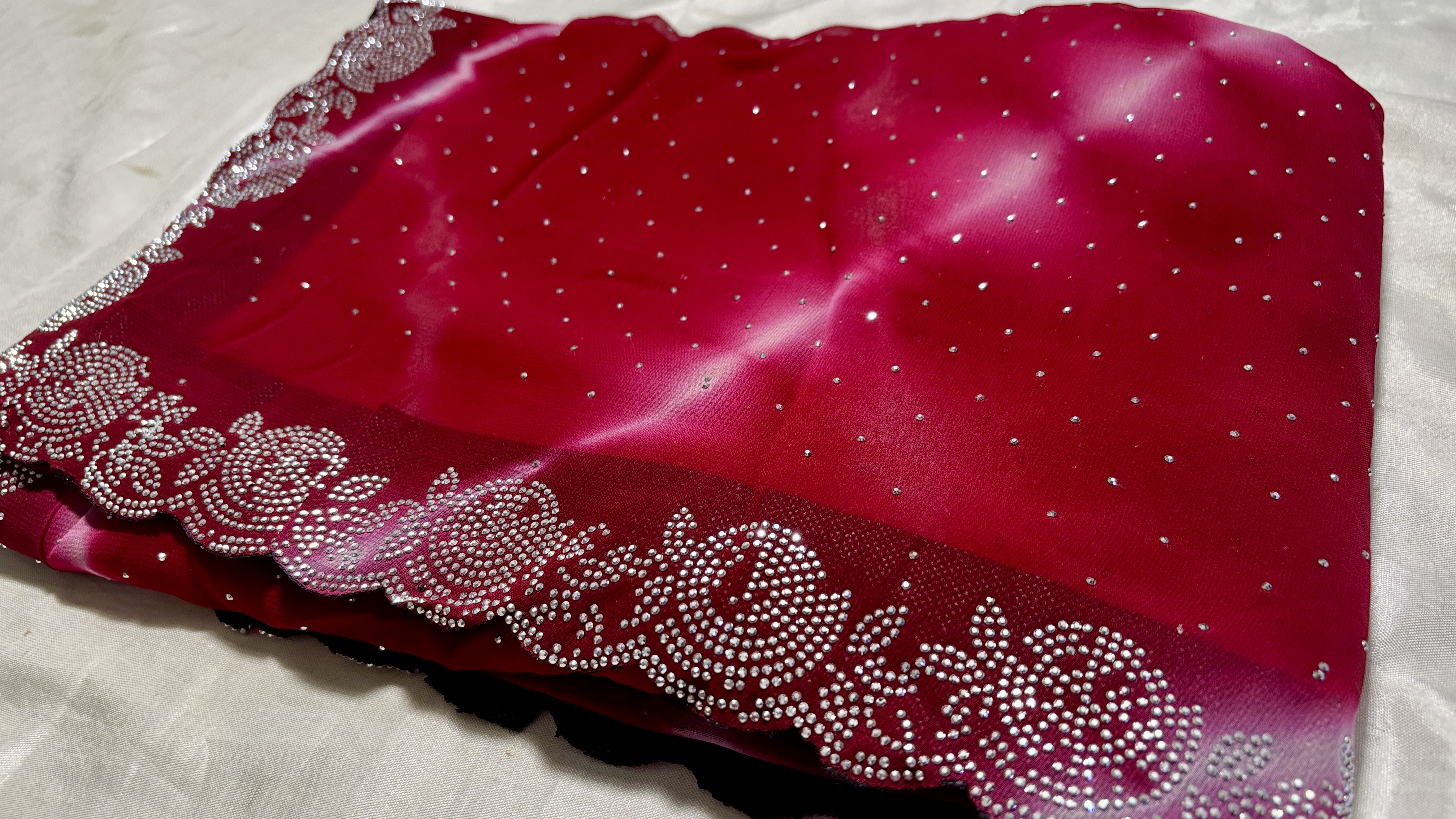 Pranvika Stone Designer Saree - Red Pink
