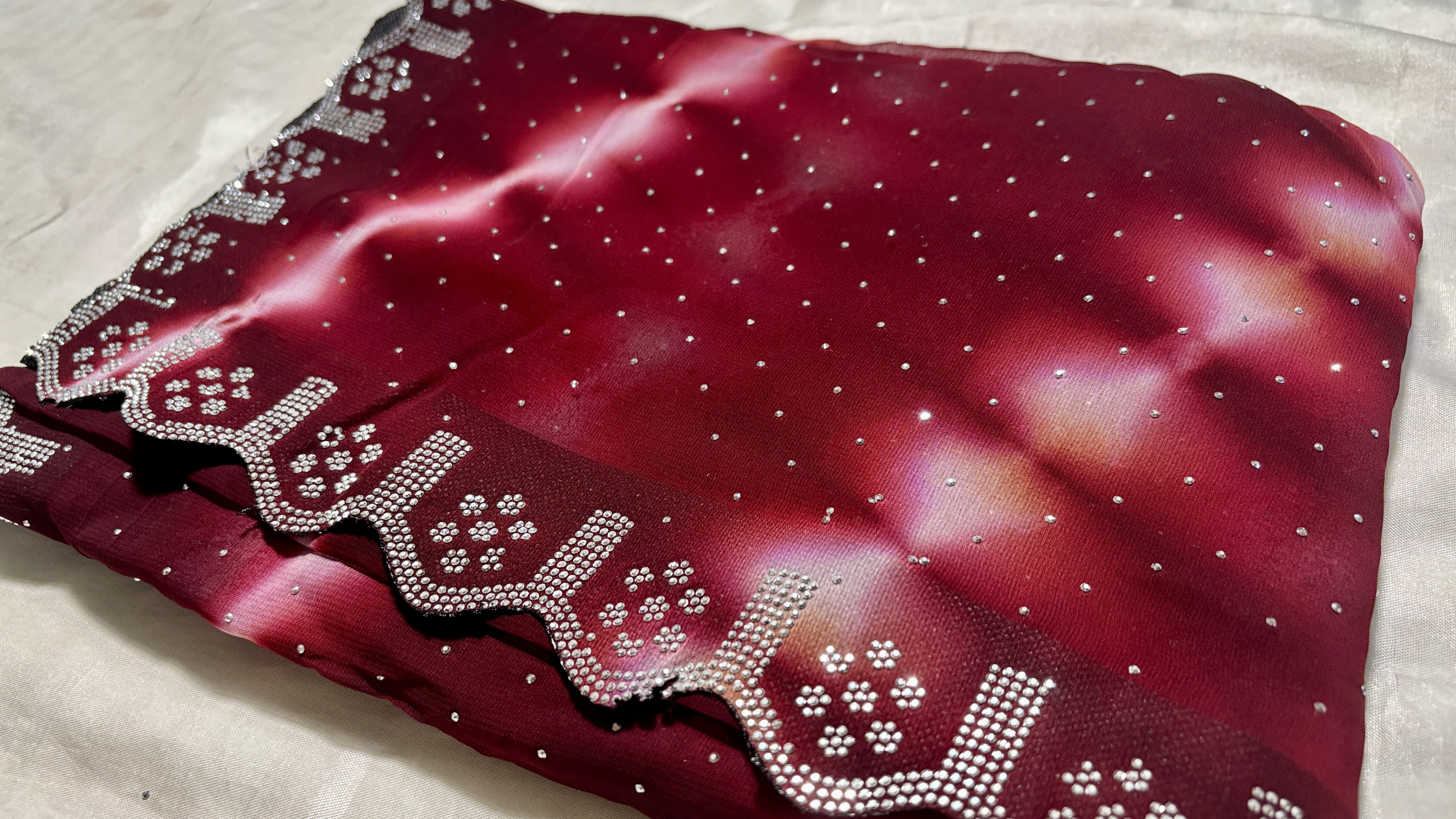 Pranvika Stone Designer Saree - Maroon