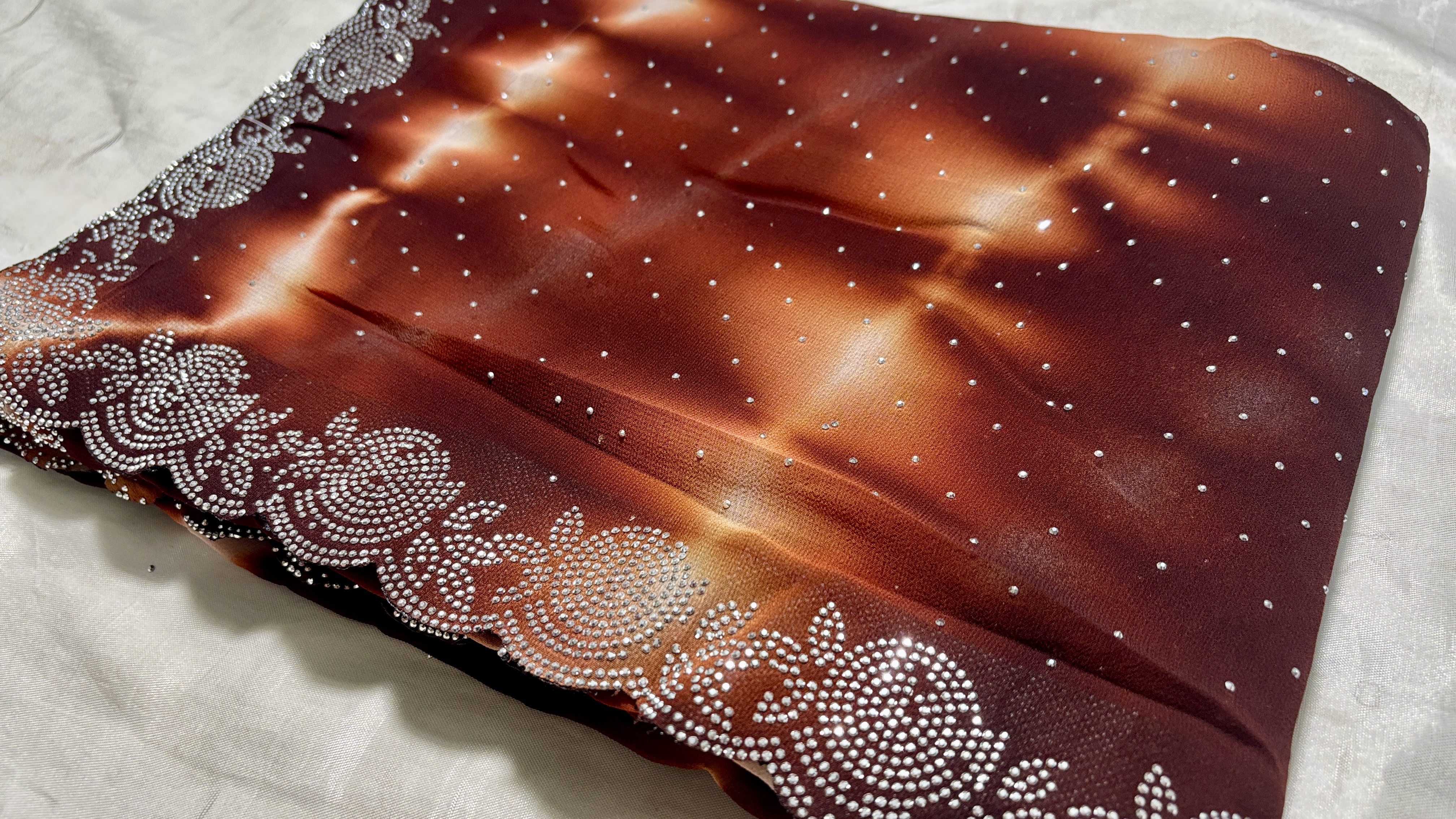 Pranvika Stone Designer Saree - Dark Orange