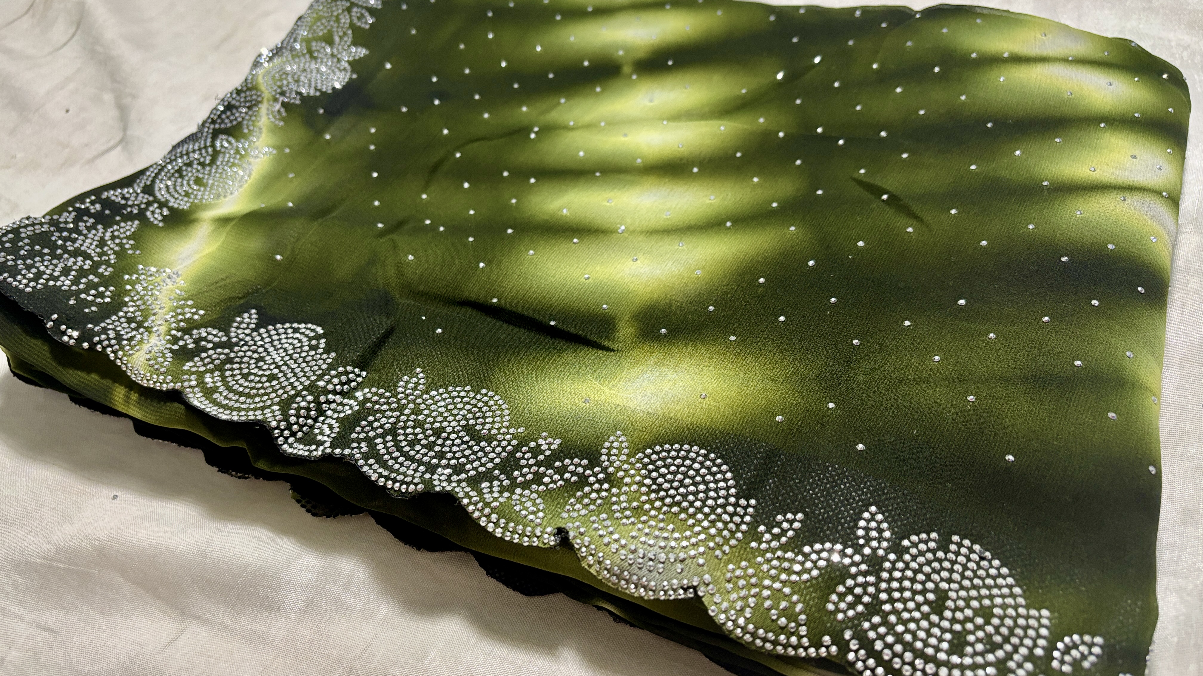Pranvika Stone Designer Saree - Leaf Green