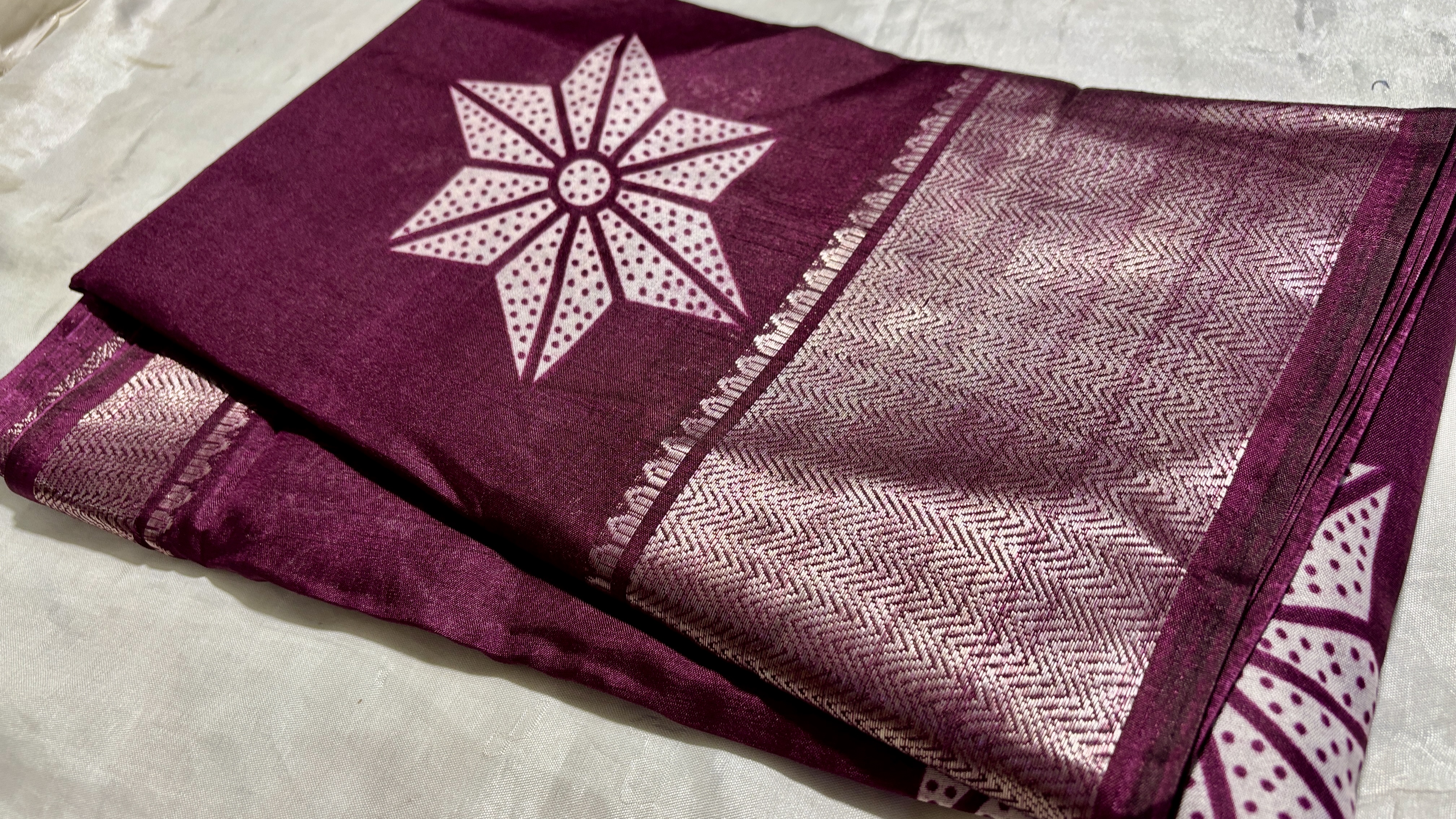 Viscose Star Gold Jari Saree - Plum