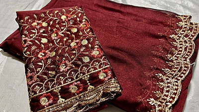 Roopvati Marble Designer Saree - Maroon