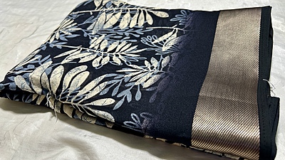 Shivani Soft Marble Silk Saree - Blue Black