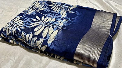 Shivani Soft Marble Silk Saree - Dark Blue