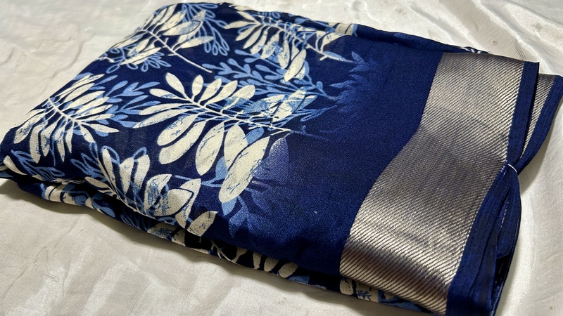 Shivani Soft Marble Silk Saree - Dark Blue