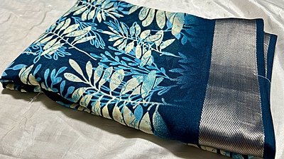 Shivani Soft Marble Silk Saree - Sea Blue