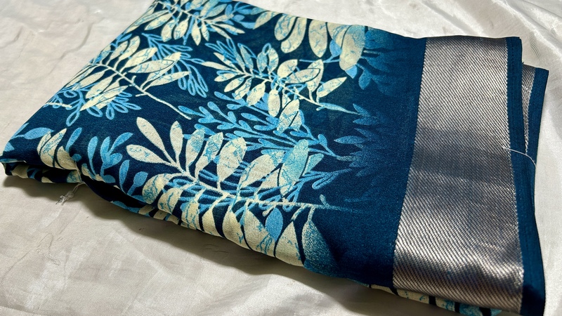 Shivani Soft Marble Silk Saree - Sea Blue