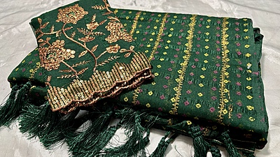 Summer Queen Popcorn Saree - Green