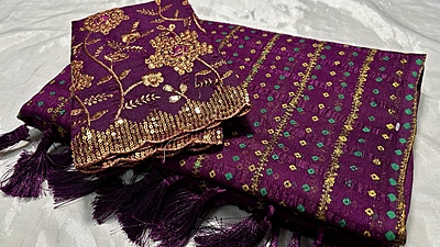 Summer Queen Popcorn Saree - Dark Plum