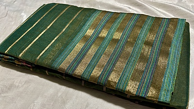 Cotton Weaves Saree - Dark Green