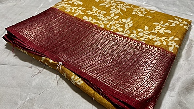 Kadambari Soft Jari Line Saree - Mustard