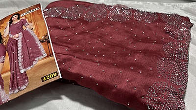 Shivanta Marble Stone Saree - Onion Red
