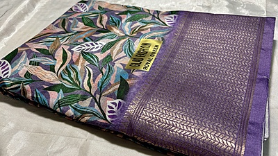 Royal Viscose Digital Silk Saree - Lavendar