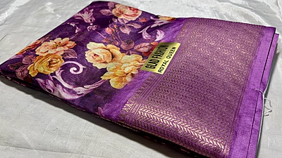Royal Viscose Digital Silk Saree - Plum