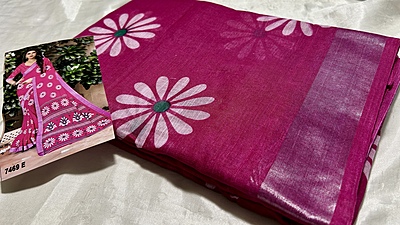 Ashiwad Linen Floral Saree - Pink