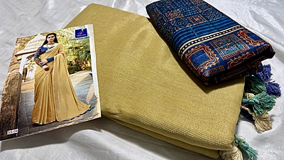 Shaggy Premium Tissue Silk Saree - Mustard