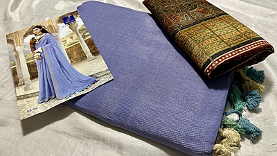 Shaggy Premium Tissue Silk Saree - Soft Ink Blue