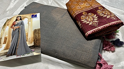 Shaggy Premium Tissue Silk Saree - Gray