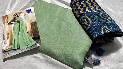 Shaggy Premium Tissue Silk Saree - Pista