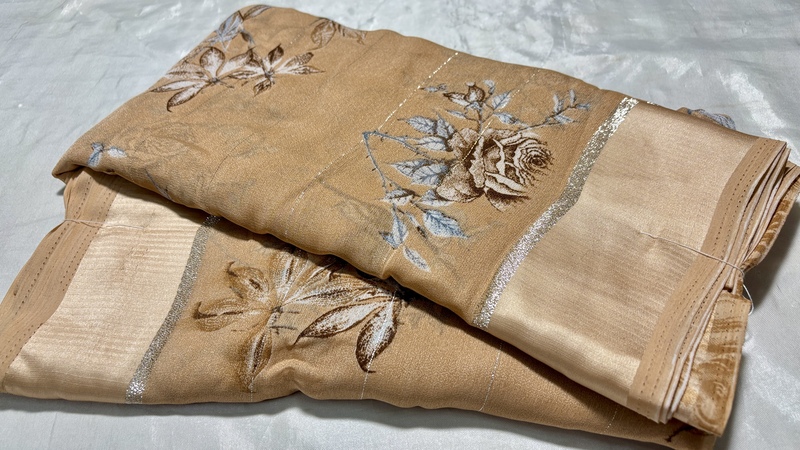 Kashi Satin Silver Line Saree - Brick Orange